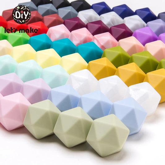 10pc 14mm Silicone Beads Hexagon Bpa Free Silicone Teether Diy Teething Toy Baby Chewable Accessories Baby Teether